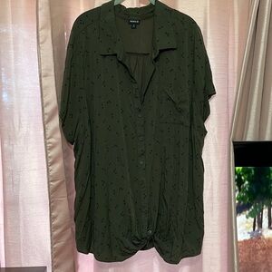 Torrid Dark Olive Blouse with Diamond Accents